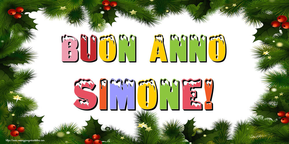 Cartoline di Buon Anno - Albero Di Natale & Palle Di Natale | Buon Anno Simone!