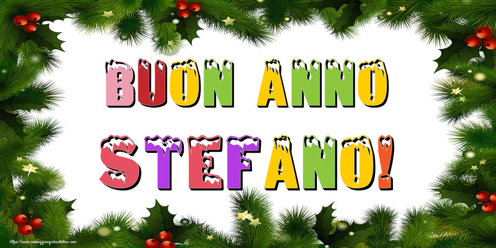 Cartoline di Buon Anno - Albero Di Natale & Palle Di Natale | Buon Anno Stefano!