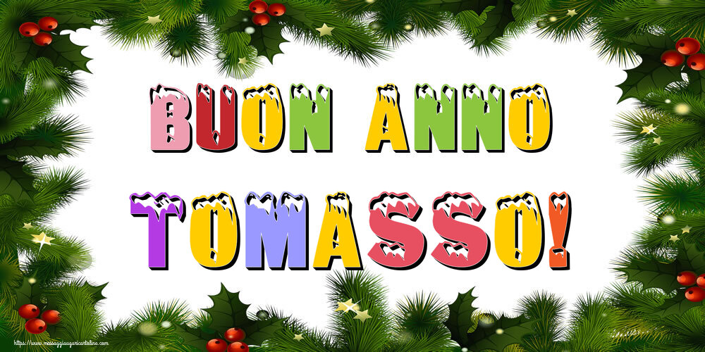 Cartoline di Buon Anno - Albero Di Natale & Palle Di Natale | Buon Anno Tomasso!