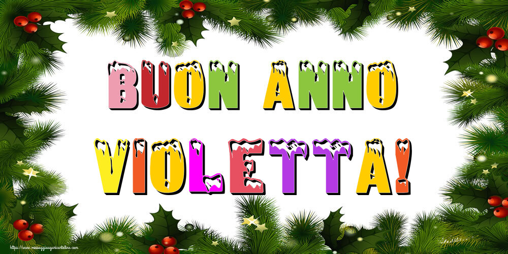 Cartoline di Buon Anno - Albero Di Natale & Palle Di Natale | Buon Anno Violetta!