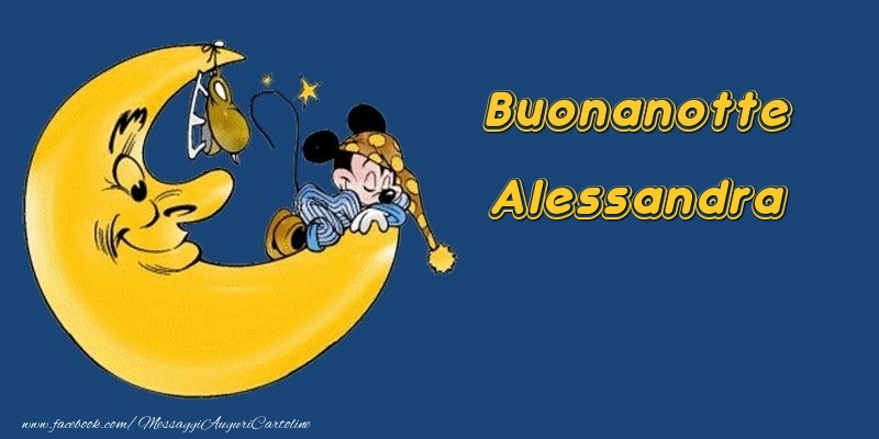 Cartoline di buonanotte - Animali & Luna | Buonanotte Alessandra
