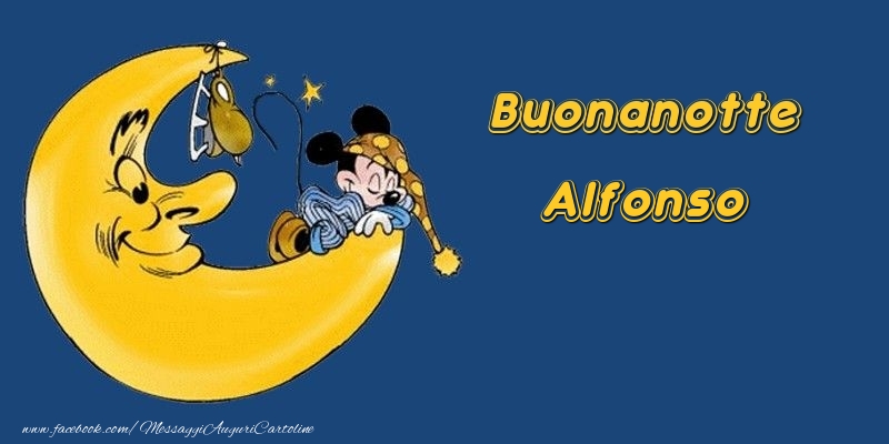 Cartoline di buonanotte - Animali & Luna | Buonanotte Alfonso