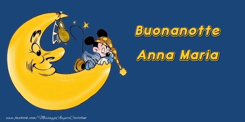 Cartoline di buonanotte - Animali & Luna | Buonanotte Anna Maria