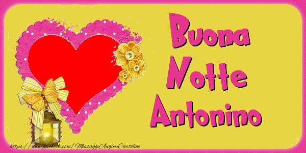 Cartoline di buonanotte - Cuore & Fiori & 1 Foto & Cornice Foto | Buona Notte Antonino