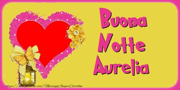 Cartoline di buonanotte - Cuore & Fiori & 1 Foto & Cornice Foto | Buona Notte Aurelia