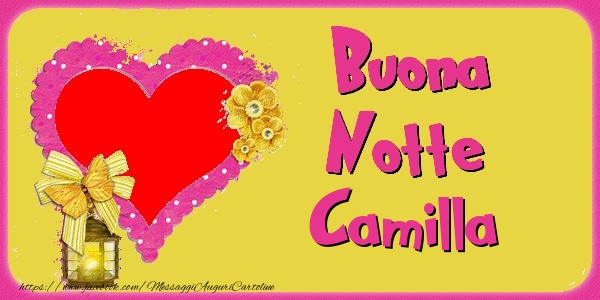 Cartoline di buonanotte - Cuore & Fiori & 1 Foto & Cornice Foto | Buona Notte Camilla