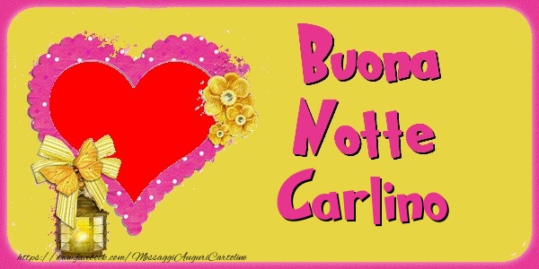 Cartoline di buonanotte - Cuore & Fiori & 1 Foto & Cornice Foto | Buona Notte Carlino