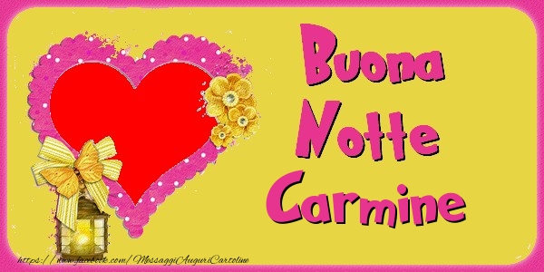 Cartoline di buonanotte - Cuore & Fiori & 1 Foto & Cornice Foto | Buona Notte Carmine