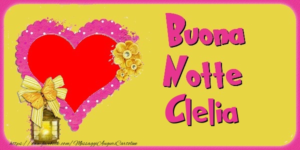 Cartoline di buonanotte - Cuore & Fiori & 1 Foto & Cornice Foto | Buona Notte Clelia