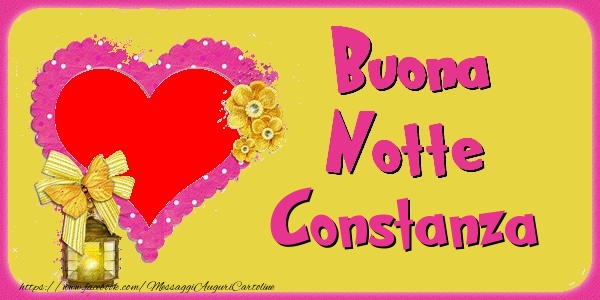 Cartoline di buonanotte - Cuore & Fiori & 1 Foto & Cornice Foto | Buona Notte Constanza