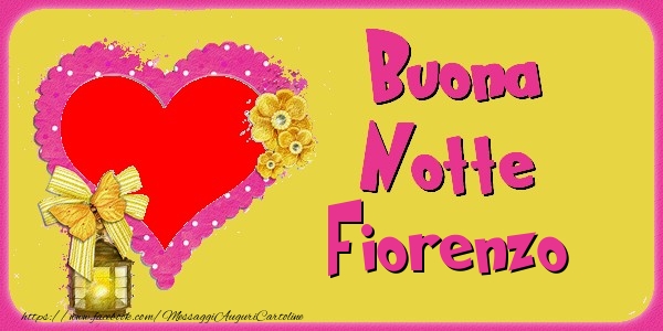 Cartoline di buonanotte - Cuore & Fiori & 1 Foto & Cornice Foto | Buona Notte Fiorenzo
