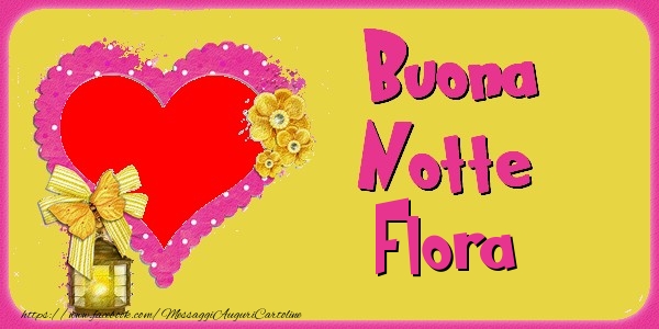Cartoline di buonanotte - Cuore & Fiori & 1 Foto & Cornice Foto | Buona Notte Flora