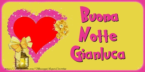 Cartoline di buonanotte - Cuore & Fiori & 1 Foto & Cornice Foto | Buona Notte Gianluca
