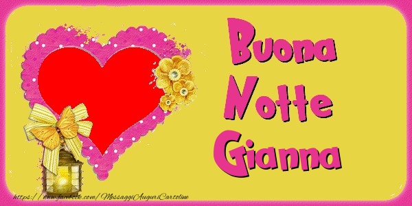 Cartoline di buonanotte - Cuore & Fiori & 1 Foto & Cornice Foto | Buona Notte Gianna