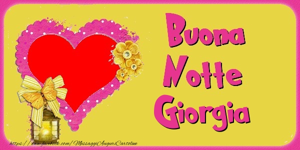 Cartoline di buonanotte - Cuore & Fiori & 1 Foto & Cornice Foto | Buona Notte Giorgia