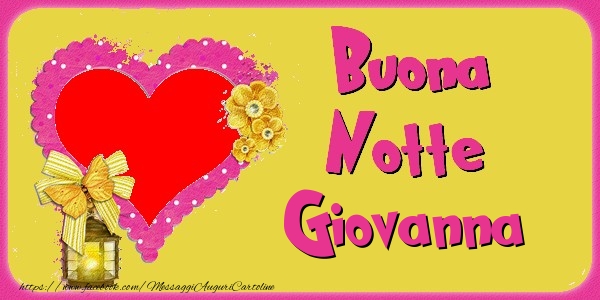 Cartoline di buonanotte - Cuore & Fiori & 1 Foto & Cornice Foto | Buona Notte Giovanna