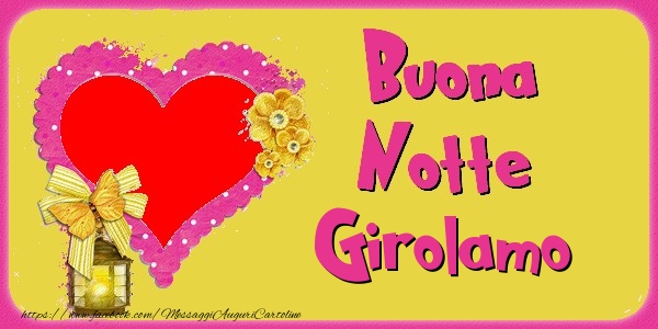 Cartoline di buonanotte - Cuore & Fiori & 1 Foto & Cornice Foto | Buona Notte Girolamo