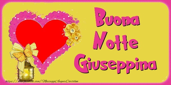 Cartoline di buonanotte - Cuore & Fiori & 1 Foto & Cornice Foto | Buona Notte Giuseppina