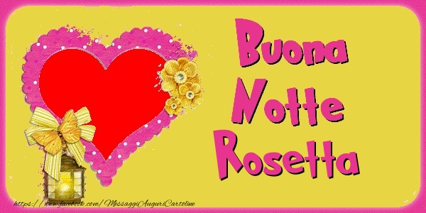 Cartoline di buonanotte - Cuore & Fiori & 1 Foto & Cornice Foto | Buona Notte Rosetta