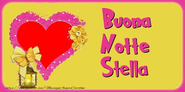 Cartoline di buonanotte - Cuore & Fiori & 1 Foto & Cornice Foto | Buona Notte Stella