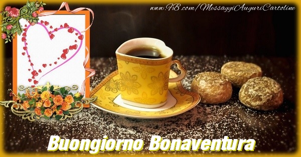 Cartoline di buongiorno - Caffè & Fiori & 1 Foto & Cornice Foto | Buongiorno Bonaventura