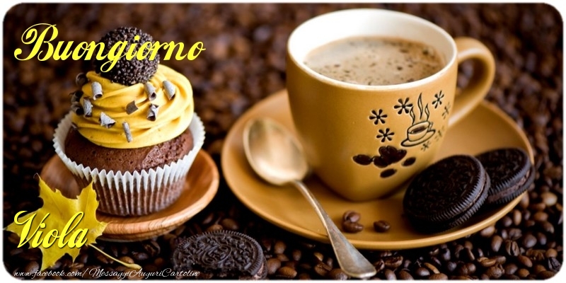 Cartoline di buongiorno - Caffè & Torta | Buongiorno Viola