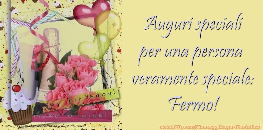 Cartoline di compleanno - Champagne & Cuore & Fiori & Palloncini | Auguri speciali per una persona  veramente speciale: Fermo