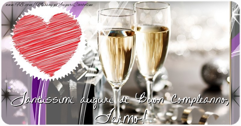 Cartoline di compleanno - Champagne & Regalo & 1 Foto & Cornice Foto | Tantissimi auguri di Buon Compleanno, Fermo
