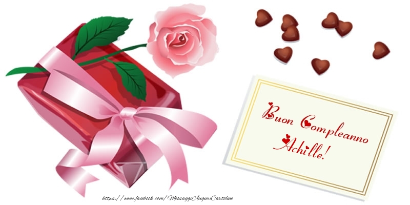 Cartoline di compleanno - Cuore & Fiori & Rose | Buon Compleanno Achille!