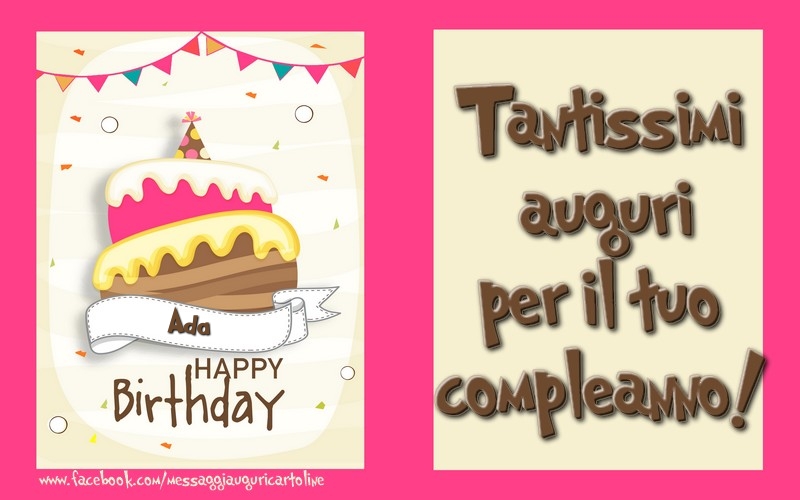  Cartoline di compleanno - Torta | Tantissimi  auguri  per il tuo  compleanno! Ada