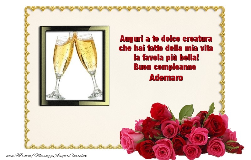 Cartoline di compleanno - Mazzo Di Fiori & Rose & 1 Foto & Cornice Foto | Buon Compleanno Ademaro