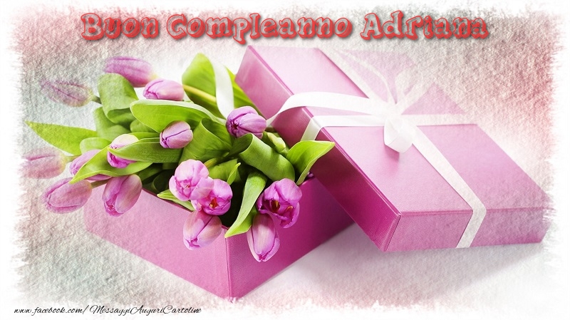 Cartoline di compleanno - Fiori & Mazzo Di Fiori & Regalo | Buon Compleanno Adriana