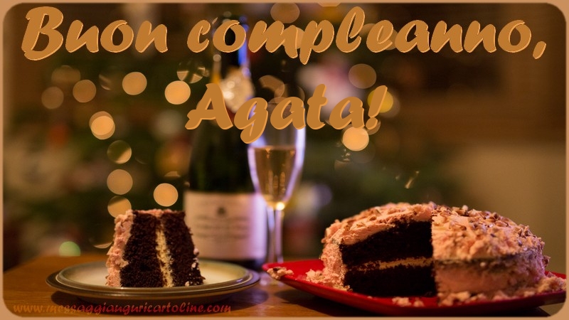 Cartoline di compleanno - Champagne & Torta | Buon compleanno, Agata