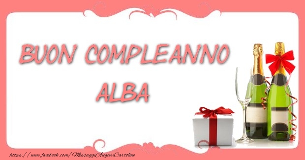 Cartoline di compleanno - Champagne & Regalo | Buon compleanno Alba