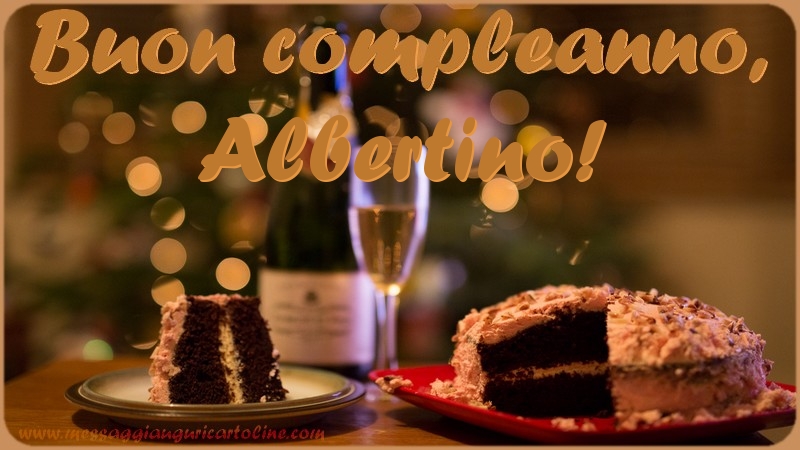 Cartoline di compleanno - Champagne & Torta | Buon compleanno, Albertino