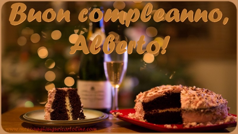Cartoline di compleanno - Champagne & Torta | Buon compleanno, Alberto