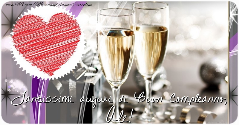 Cartoline di compleanno - Champagne & Regalo & 1 Foto & Cornice Foto | Tantissimi auguri di Buon Compleanno, Ale