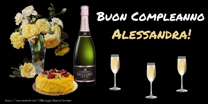 Cartoline di compleanno -  Fiori e torta per te Alessandra! Buon Compleanno!