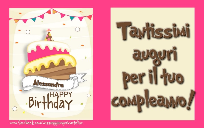 Cartoline di compleanno - Torta | Tantissimi  auguri  per il tuo  compleanno! Alessandra