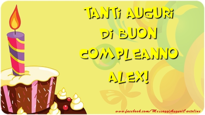 Cartoline di compleanno - Palloncini & Torta | Tanti Auguri di Buon Compleanno Alex