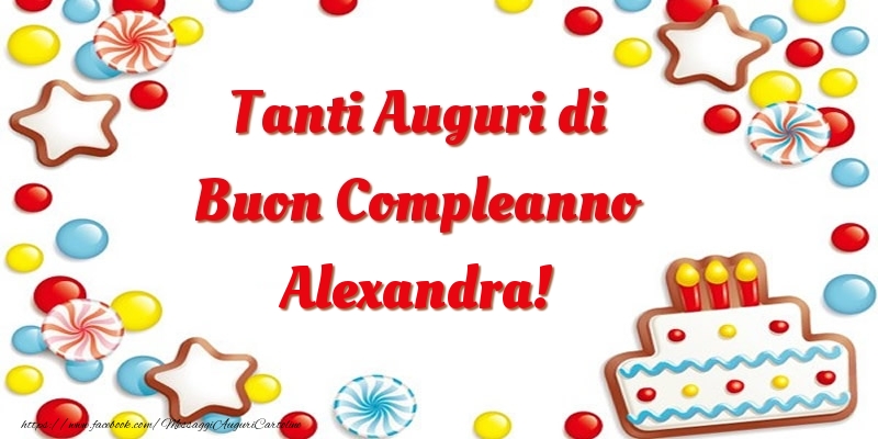 Cartoline di compleanno - Palloncini & Torta | Tanti Auguri di Buon Compleanno Alexandra!