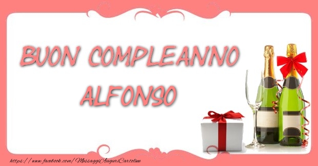 Cartoline di compleanno - Champagne & Regalo | Buon compleanno Alfonso