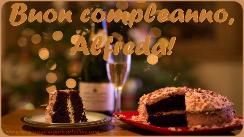 Cartoline di compleanno - Champagne & Torta | Buon compleanno, Alfreda
