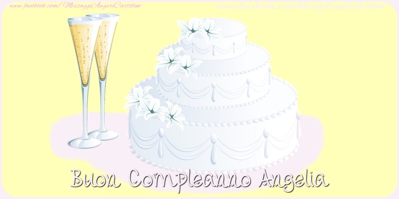 Cartoline di compleanno - Champagne & Torta | Buon compleanno Angelia