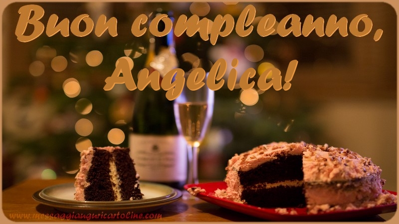 Cartoline di compleanno - Champagne & Torta | Buon compleanno, Angelica