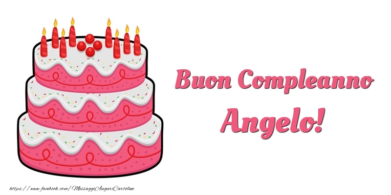 Cartoline di compleanno -  Torta Buon Compleanno Angelo