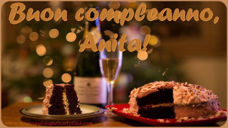Cartoline di compleanno - Champagne & Torta | Buon compleanno, Anita