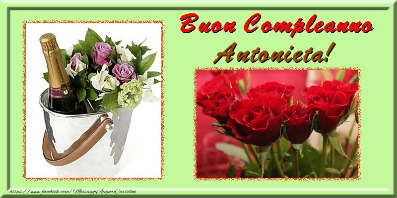 Cartoline di compleanno - Fiori & 1 Foto & Cornice Foto | Buon Compleanno Antonieta