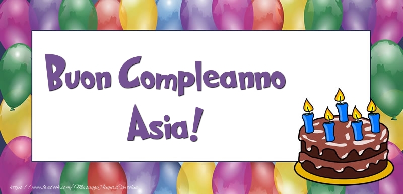 Cartoline di compleanno - Palloncini & Torta | Buon Compleanno Asia