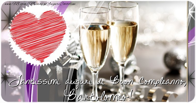 Cartoline di compleanno - Champagne & Regalo & 1 Foto & Cornice Foto | Tantissimi auguri di Buon Compleanno, Bartolomeo
